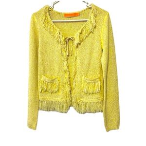Sweet By Miss Me Yellow Knitted Fringe Cardigan Women’s Medium